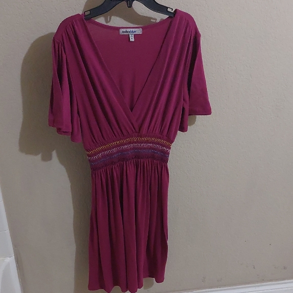 bailey blue Dresses & Skirts - Bailey Blue Magenta Mini Dress with V-Neck